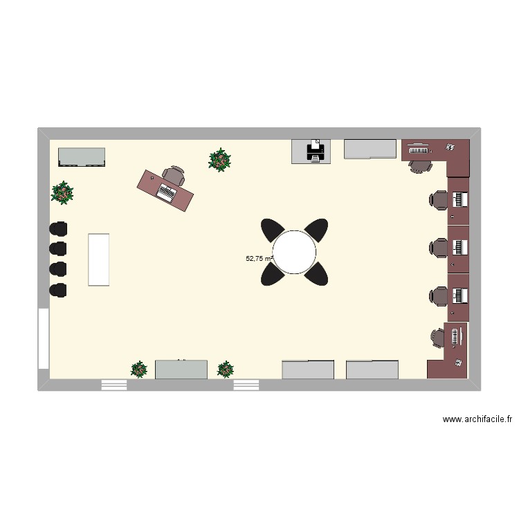 réaménagement finance comptabilité. Plan de 1 pièce et 53 m2