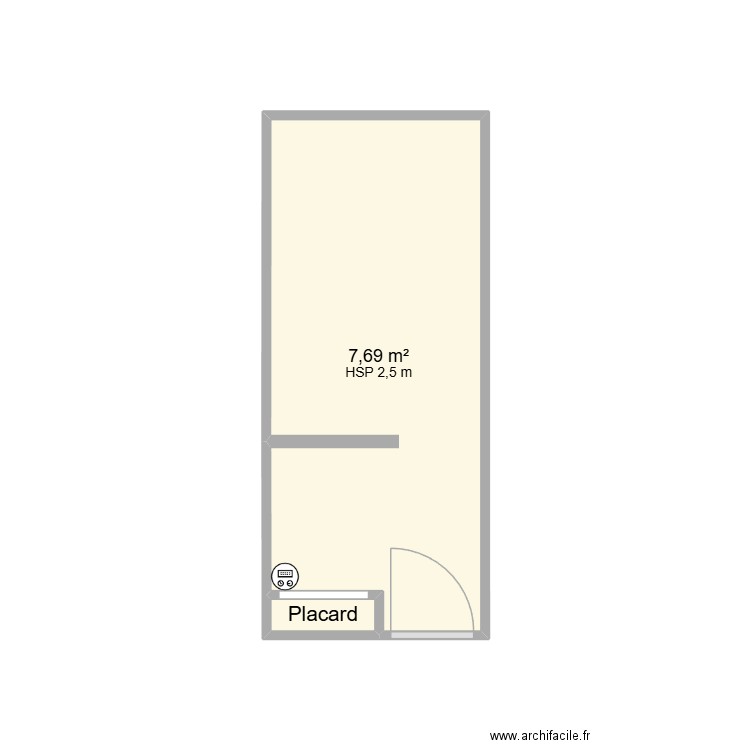SLB Chemin. Plan de 2 pièces et 8 m2