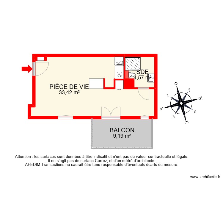 BI 26186. Plan de 6 pièces et 50 m2