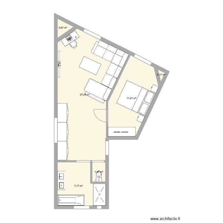 archereau 2. Plan de 6 pièces et 48 m2