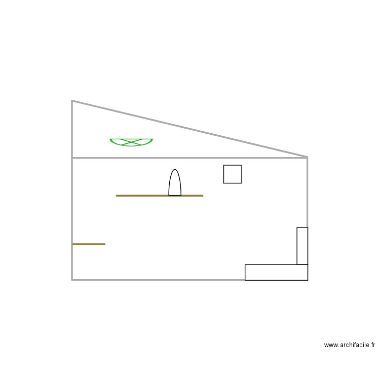 mur lateral sejour. Plan de 1 pièce et 5 m2