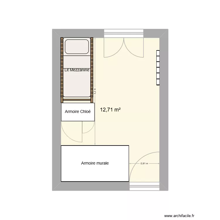 Nouvelle Chambre Chloé. Plan de 1 Pièce et 13 m² Nouvelle Chambre Chloé. Plan de 1 Pièce et 13 m²