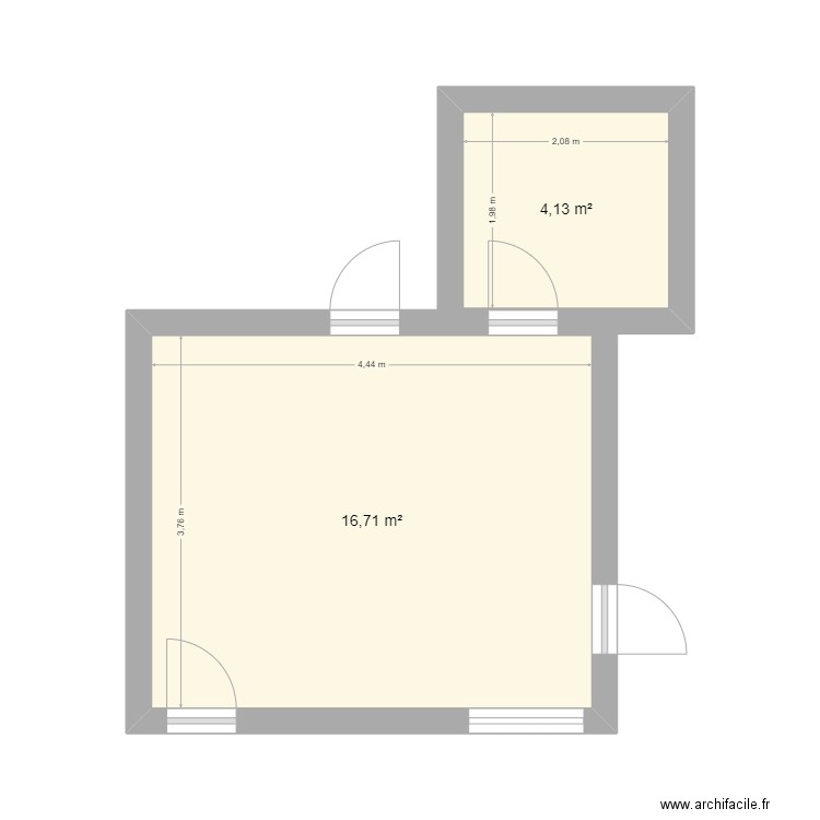 valence. Plan de 2 pièces et 21 m2