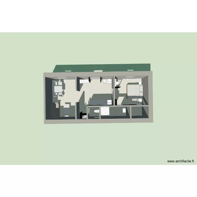 CAO. Plan de 5 Pièces et 55 m²