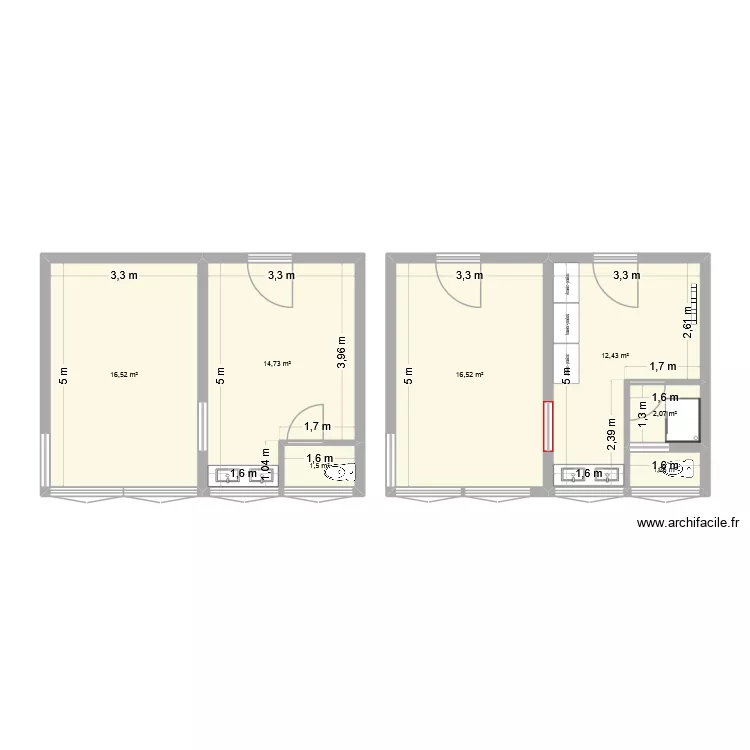 Vestiaire hommes creutz. Plan de 7  et 65 m²
