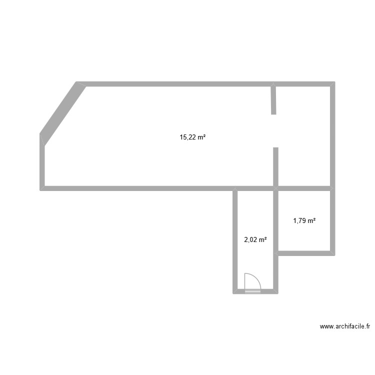 122 PVC. Plan de 3 pièces et 19 m2