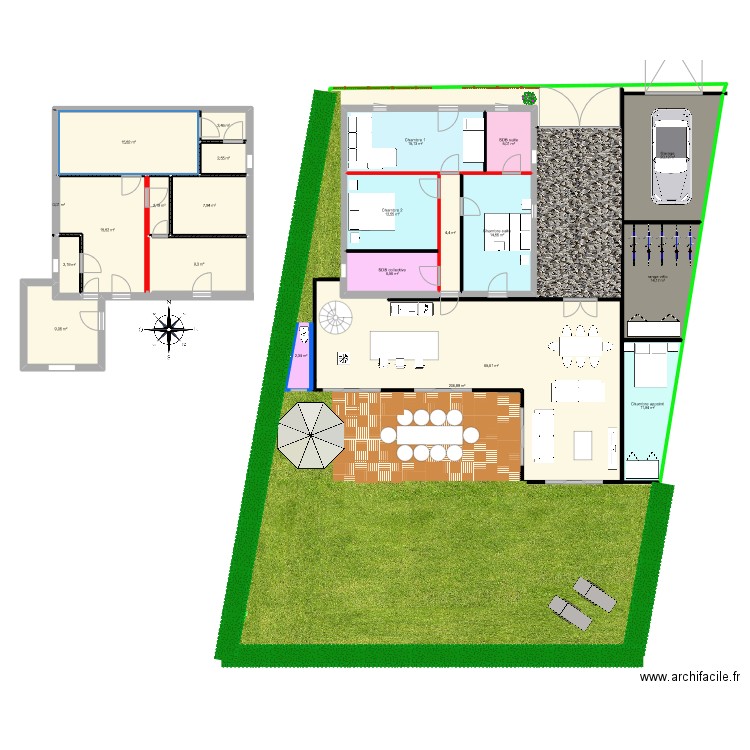 plan Fabrice v5. Plan de 22 pièces et 589 m2