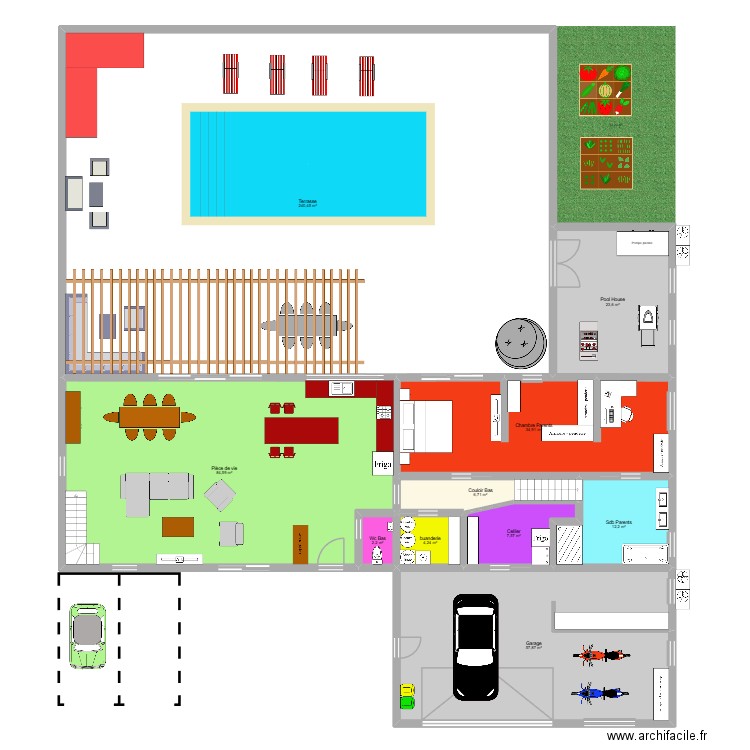 Projet maison étage. Plan de 21 pièces et 618 m2
