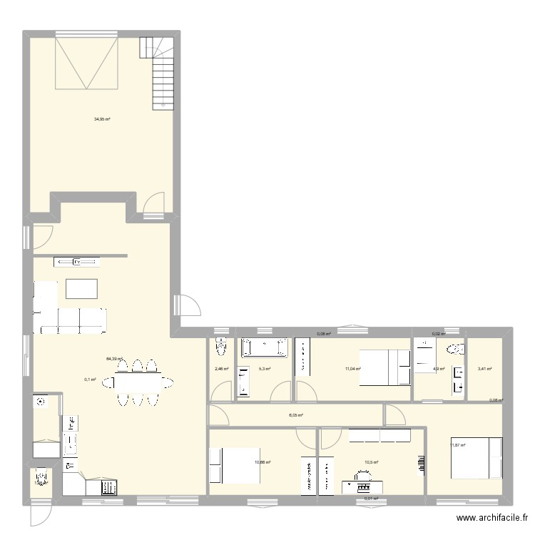 Villeneuve + doublage intérieur. Plan de 17 pièces et 167 m2
