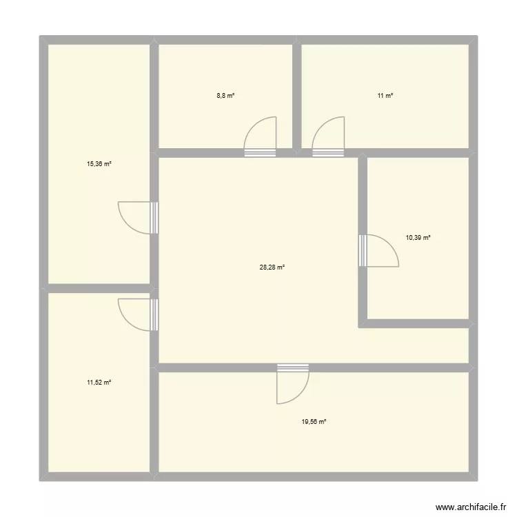 BAT 233  ETAGE. Plan de 7  et 105 m²