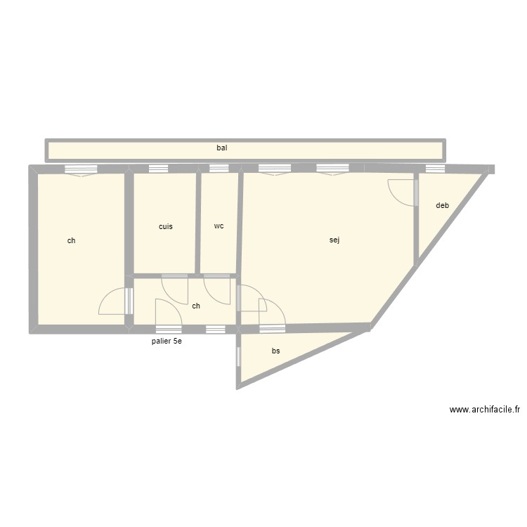 De GUNZBURG. Plan de 7 pièces et 61 m2