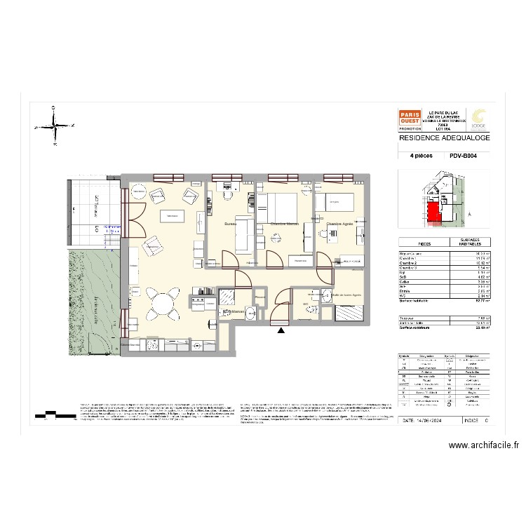 Voisins. Plan de 10 pièces et 82 m2