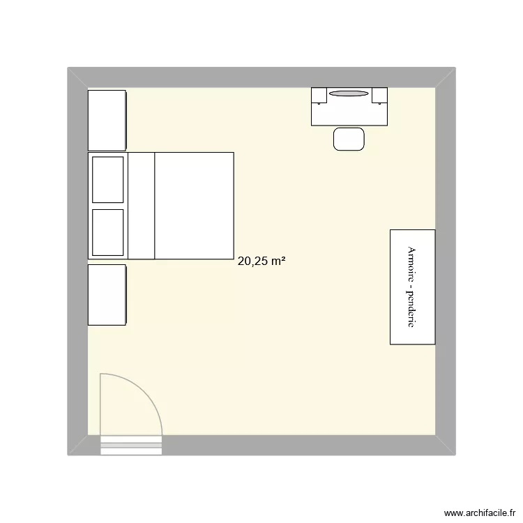 chambre bleu vaucelles. Plan de 1  et 20 m²