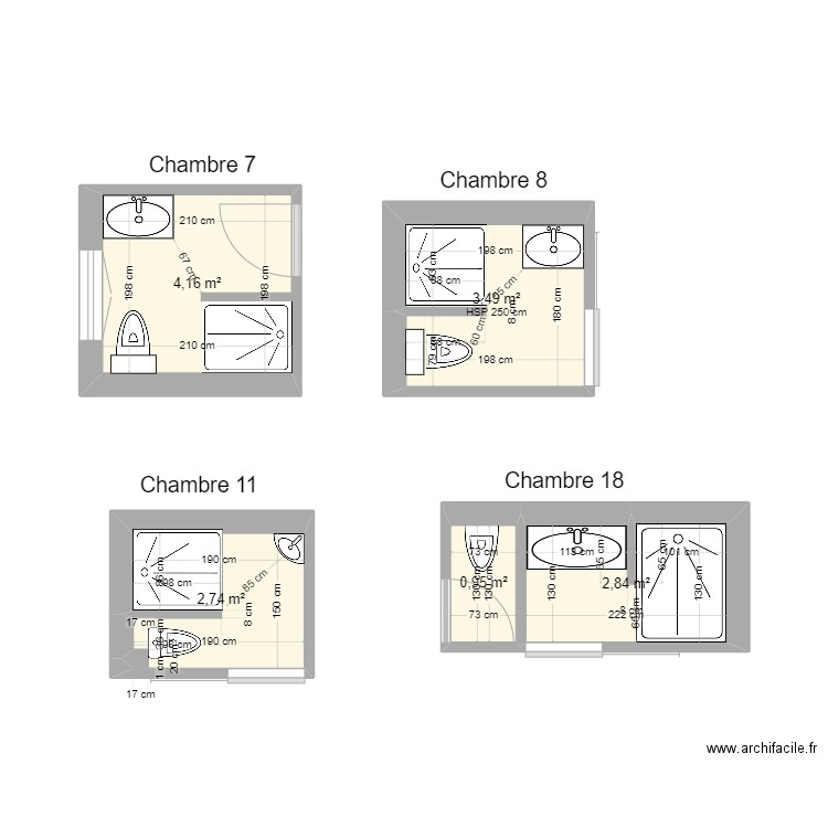 SDB Hotel BEAUSITE 7/8/11/18 v5. Plan de 0 pièce et 0 m2