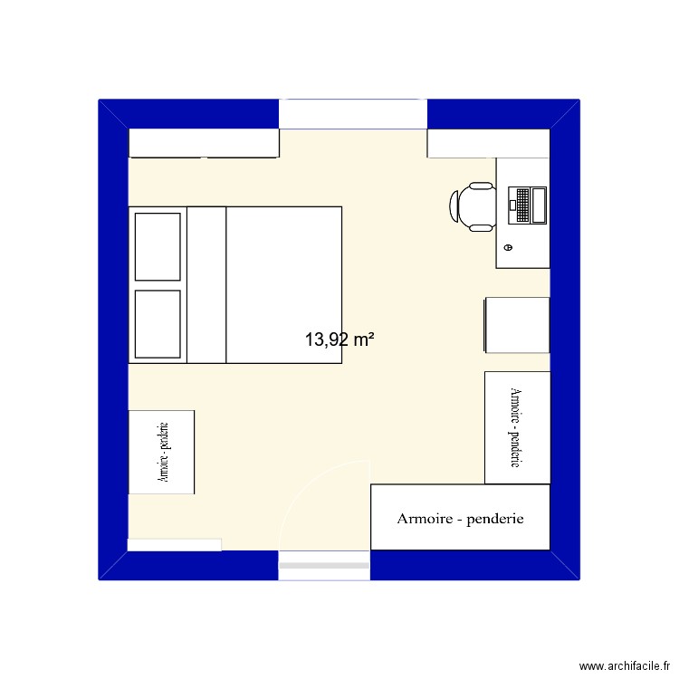 chambre mimi. Plan de 1 pièce et 14 m2