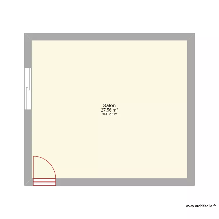Salon d'entree. Plan de 1  et 28 m²