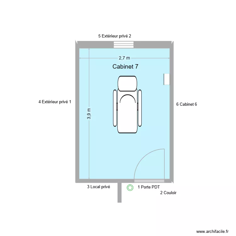 60709 Cabinet 7. Plan de 1  et 11 m²