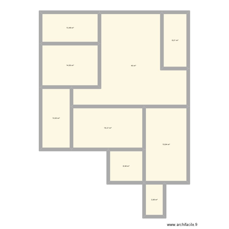 PP poup. Plan de 9 pièces et 138 m2