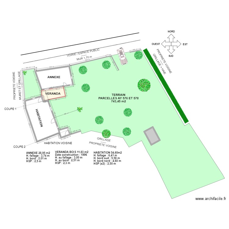 PLAN DE MASSE AVANT TRAVAUX. Plan de 5 pièces et 99 m2