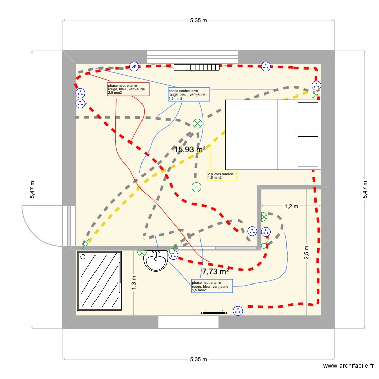 ch a. Plan de 2 pièces et 24 m2