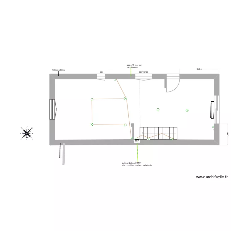 Plan ext Langeot 7 - &eacute;tage-  &eacute;lectricit&eacute;. Plan de 