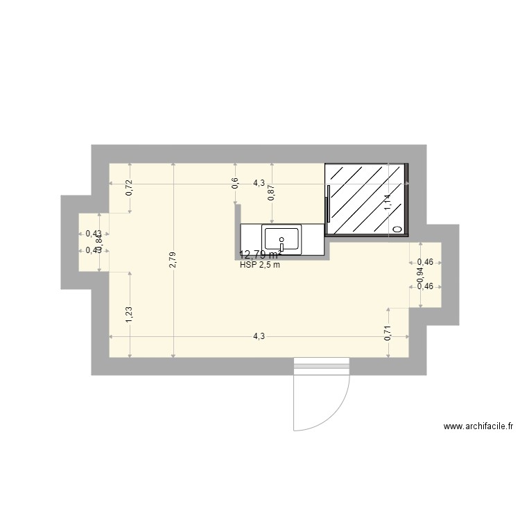 mantin 2. Plan de 1 pièce et 13 m2