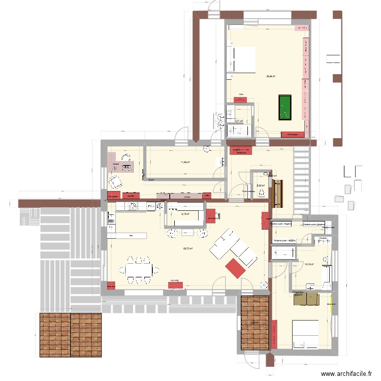 Projet 2-6. Plan de 11 pièces et 199 m2