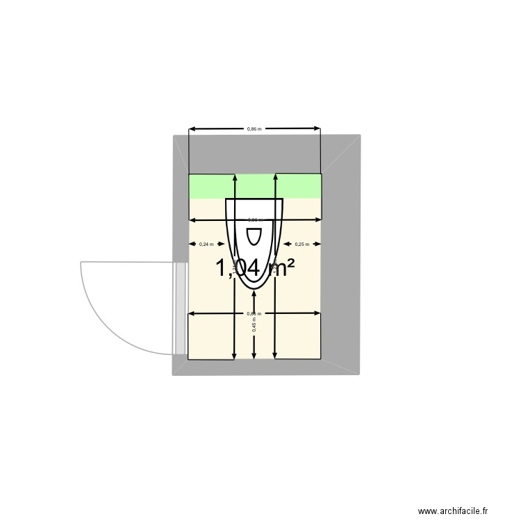 Bonny. Plan de 1 pièce et 1 m2