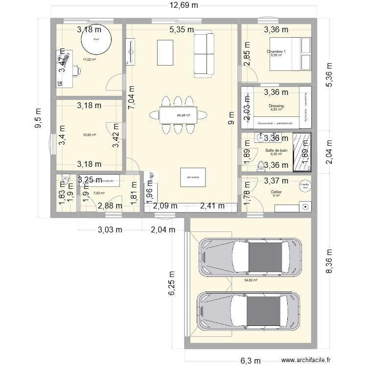 13*9 (2). Plan de 9 pièces et 139 m2