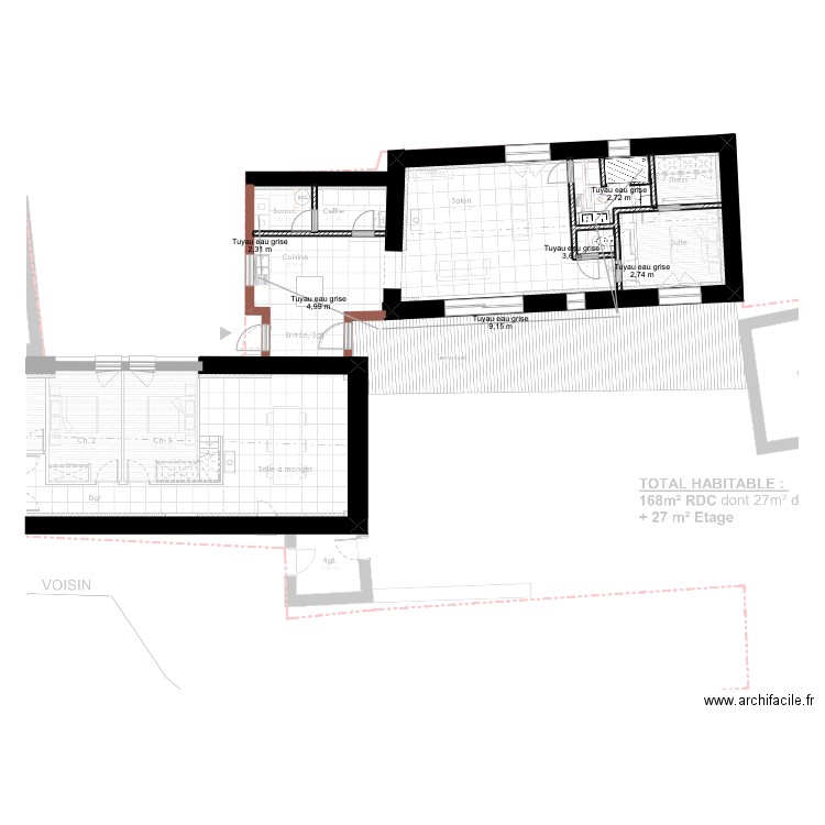 Projet-maison_réseaux V2 eau usée. Plan de 0 pièce et 0 m2