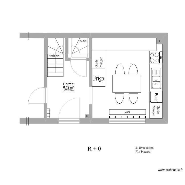 annie amenagement. Plan de 2 pièces et 22 m2