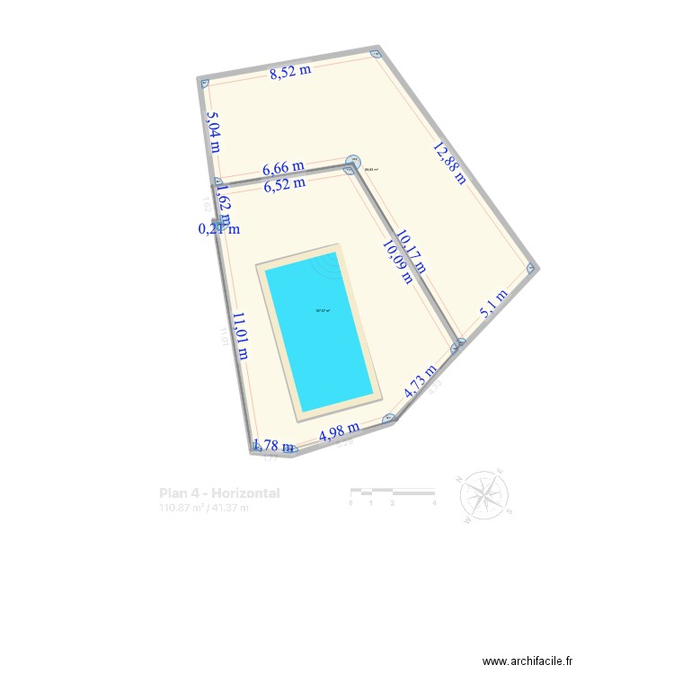Terrasse bois. Plan de 2 pièces et 197 m2