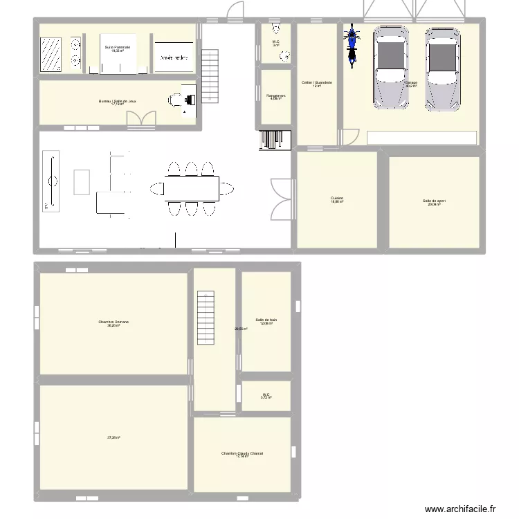 Projet. Plan de 14  et 271 m²