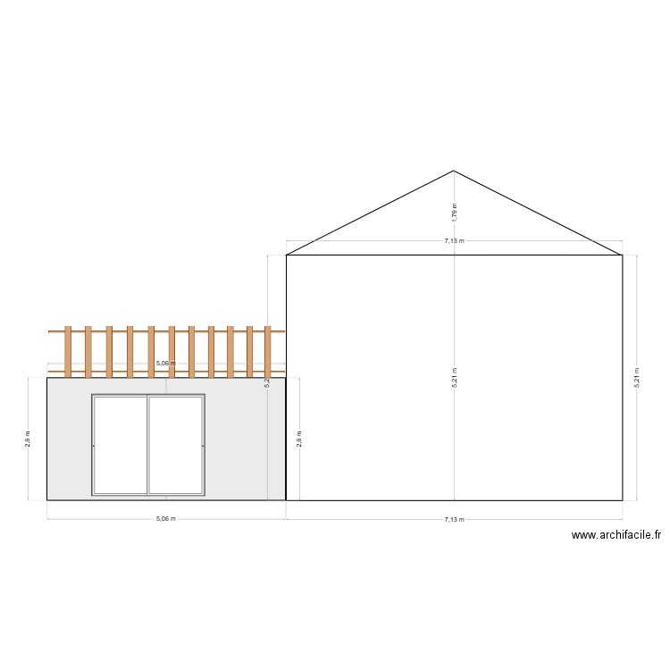 Coupe Extension. Plan de 0 pièce et 0 m2