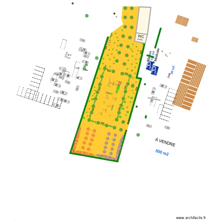 jardin 8888. Plan de 2 pièces et 116 m2
