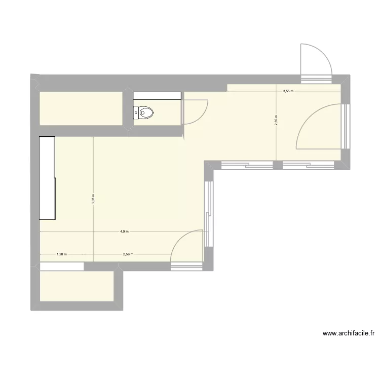 Bureau. Plan de 3  et 32 m²