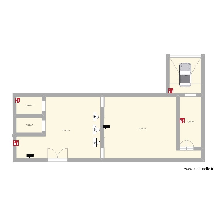 Vgame. Plan de 6 pièces et 69 m2