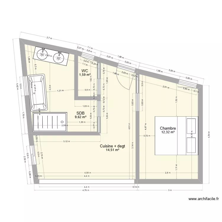 Réhabilitation dépendance - Azé. Plan de 4 et 38 m² Réhabilitation dépendance - Azé. Plan de 4 et 38 m²