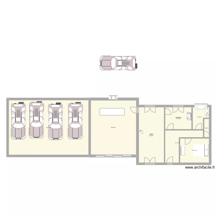 agrandissement 2. Plan de 8  et 180 m²