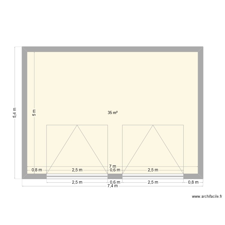 garage&. Plan de 1 pièce et 35 m2