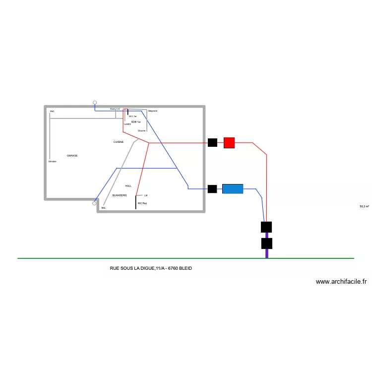 bled. Plan de 1  et 50 m²