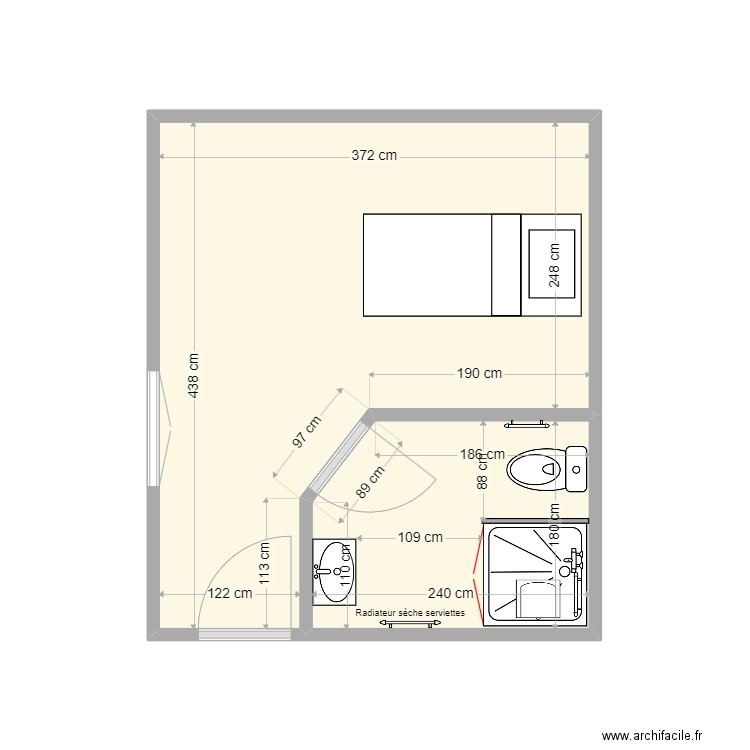 Leninger_Projet. Plan de 2 pièces et 16 m2