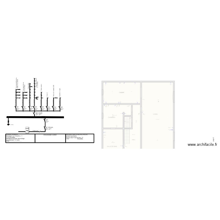 unifilaire doush. Plan de 25 pièces et 448 m2