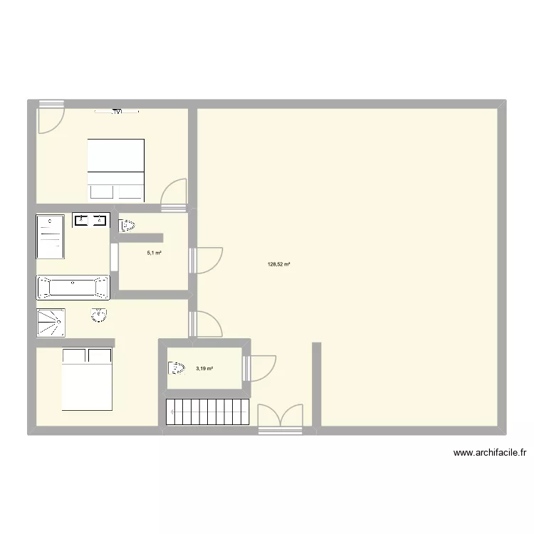 Plan maison Maillet. Plan de 3  et 136 m²