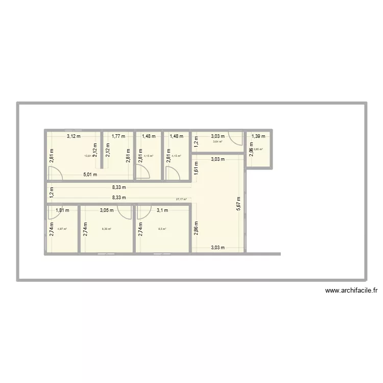 casa 10x20. Plan de 9  et 78 m²
