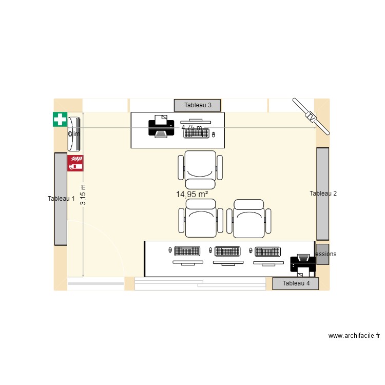Projet supervision. Plan de 1 pièce et 15 m2