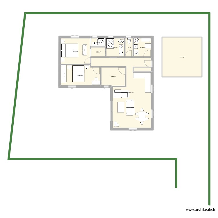 Maison 80M2 . Plan de 10 pièces et 98 m2