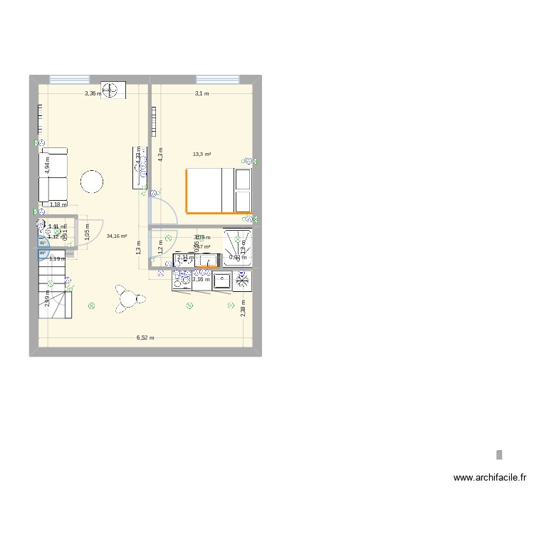 Combles fenêtre. Plan de 0 pièce et 0 m2