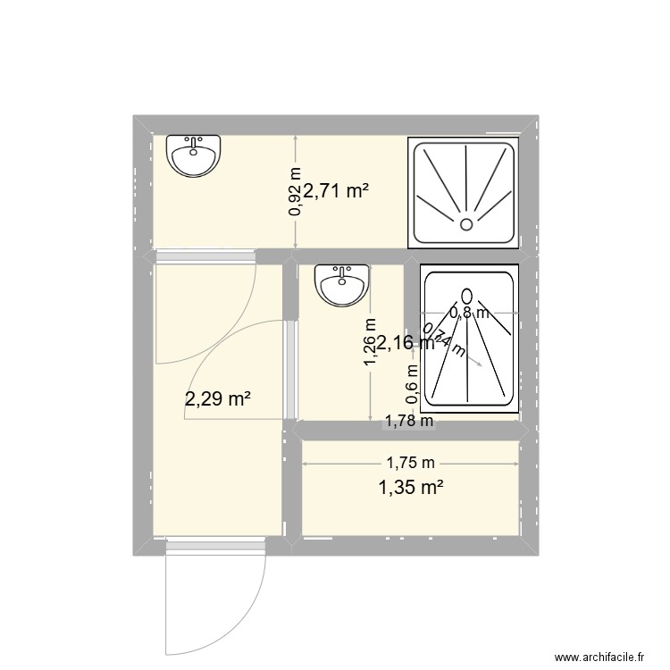 SDB ARIA GAUCHE 1.1. Plan de 4 pièces et 9 m2