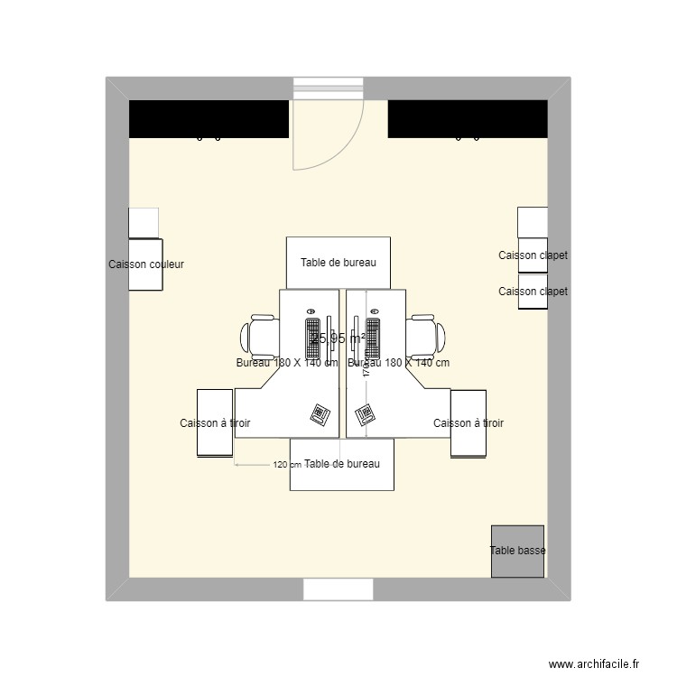 SEI bureau 207 version 2. Plan de 1 pièce et 26 m2